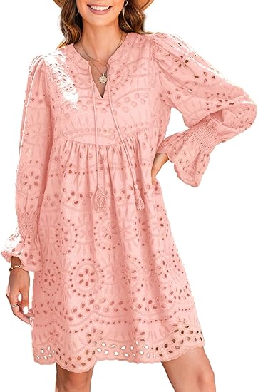 Novidade 2025 - Vestido casual de renda com ilhós para mulheres