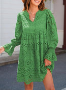 Novidade 2025 - Vestido casual de renda com ilhós para mulheres