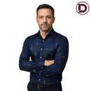 [PAGUE 3 LEVE 5] Camisa Manga Longa Casual European em Seda Gelo e Poliéster + BRINDES: Cinto, Carteira e Relógio