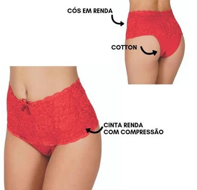 Kit Calcinha Cinta Modeladora Rendada - 5 unidades (Últimas Unidades com Frete Grátis)