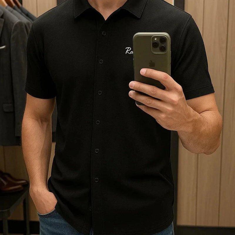 [Leve 5, Pague Só 3] Camisa Polo Riviero Masculina em Seda Natural de Amoreira, Poliéster e Rayon + 3 Bermudas e Relógio GRÁTIS