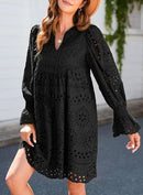 Novidade 2025 - Vestido casual de renda com ilhós para mulheres