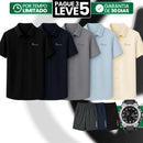 [Leve 5, Pague Só 3] Camisa Polo Riviero Masculina em Seda Natural de Amoreira, Poliéster e Rayon + 3 Bermudas e Relógio GRÁTIS